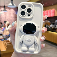 Coque de téléphone antichoc givrée couleur bonbon avec support, motif astronaute 3D populaire pour iPhone 15 Pro Max 14 13 12 11 XS XR