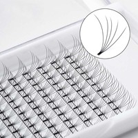 Extensions de cils préfabriquées en éventail, en fibres PBT coréennes faites à la main, douces, 4D, 20 lignes, volume 4D étroit et lâche, tige courte