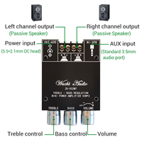 WUZHI AUDIO ZK-502MT MINI haut-parleur carte amplificateur Module de son aigus 2.0 stéréo BT Audio 50Wx2 Version APP