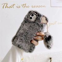 Coque de téléphone à fourrure pour filles étuis mobiles mignons iPhone 15 plus 14 pro 13 pro max 12 11