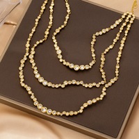 Cadena de Eslabones de Cobre con Baño de Oro de 18K, Diseño Original de Genius, Estilo Moderno, Elaborada, con Circonitas, para Mujer, Aniversario