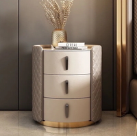 Table de Chevet en Cuir de Luxe pour Chambre à Coucher, Vente en Gros Usine, Table de Rangement avec 2 Tiroirs, Assemblée