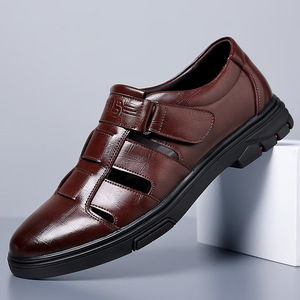 Sandalias de Cuero Genuino para Hombre, Transpirables, Casuales, con Punta Cerrada, Cierre de Velcro, Suela de Goma, Forro de Malla, Hechas en China - Product Image 4