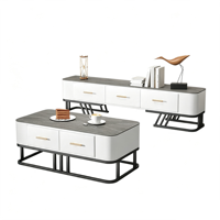 Table basse rectangulaire en pierre frittée de style italien avec cadre en bois, mobilier de salon moderne de luxe léger, table d'appoint pour le thé