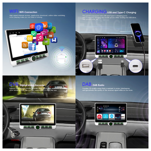 Podofo 4 + 64G Android đài phát thanh xe hơi 10inch âm thanh xe hơi núm đơn phím đàn piano không dây Carplay/Android Auto GPS Wifi đài phát thanh Para Auto OEM - Product Image 3