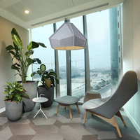 Abat-jour suspendu acoustique en feutre PET gris, design moderne, LED blanc chaud, Ra90, angle de faisceau 60°