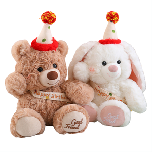 Sıcak Satış Yaratıcı Ayı Tavşan Köpek Peluş Oyuncak Bebek Doğum Günü Mutlu Peluş Anahtarlık Dayanıklı 3D Şekil UV Baskı PP Pamuk - Product Image 1