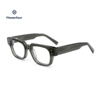 Monture optique en acétate bleu marine translucide, lunettes de vue carrées épaisses pour le bureau et la prescription