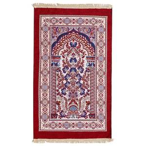 Alfombra de Oración Islámica Cálida, Floral, de Chenilla Tejida, Lavable, Duradera y Portátil - Product Image 1