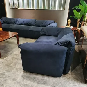 Estilo italiano Home Sofá de luxo veludo Modular fosco Couro Sala Móveis Lounge Suite Sofá Set Sala de estar Móveis