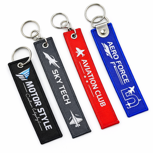 Llavero de tela personalizado con diseño de logotipo bordado a doble cara para piloto de avión, etiqueta de vuelo, llavero de aerolínea - Product Image 3