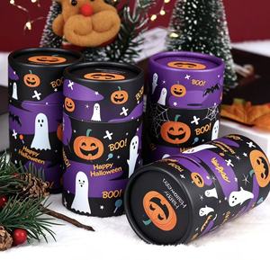 Tube en papier biodégradable imprimé sur mesure, boîte cylindrique en carton personnalisable pleine grandeur pour l'emballage de bonbons d'Halloween et de Noël - Product Image 5