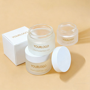 Frascos de crema cosmética vacíos 50g 30g 60g 100g Embalaje de exfoliante corporal 5G 10g 15G 20g Frascos de <span class=keywords><strong>vidrio</strong></span> esmerilado con tapas blancas - Product Image 1