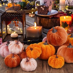 12 pièces de citrouilles artificielles de différentes tailles, fausses citrouilles en tissu, citrouilles en mousse pour la décoration d'automne, de Thanksgiving et d'Halloween - Product Image 1