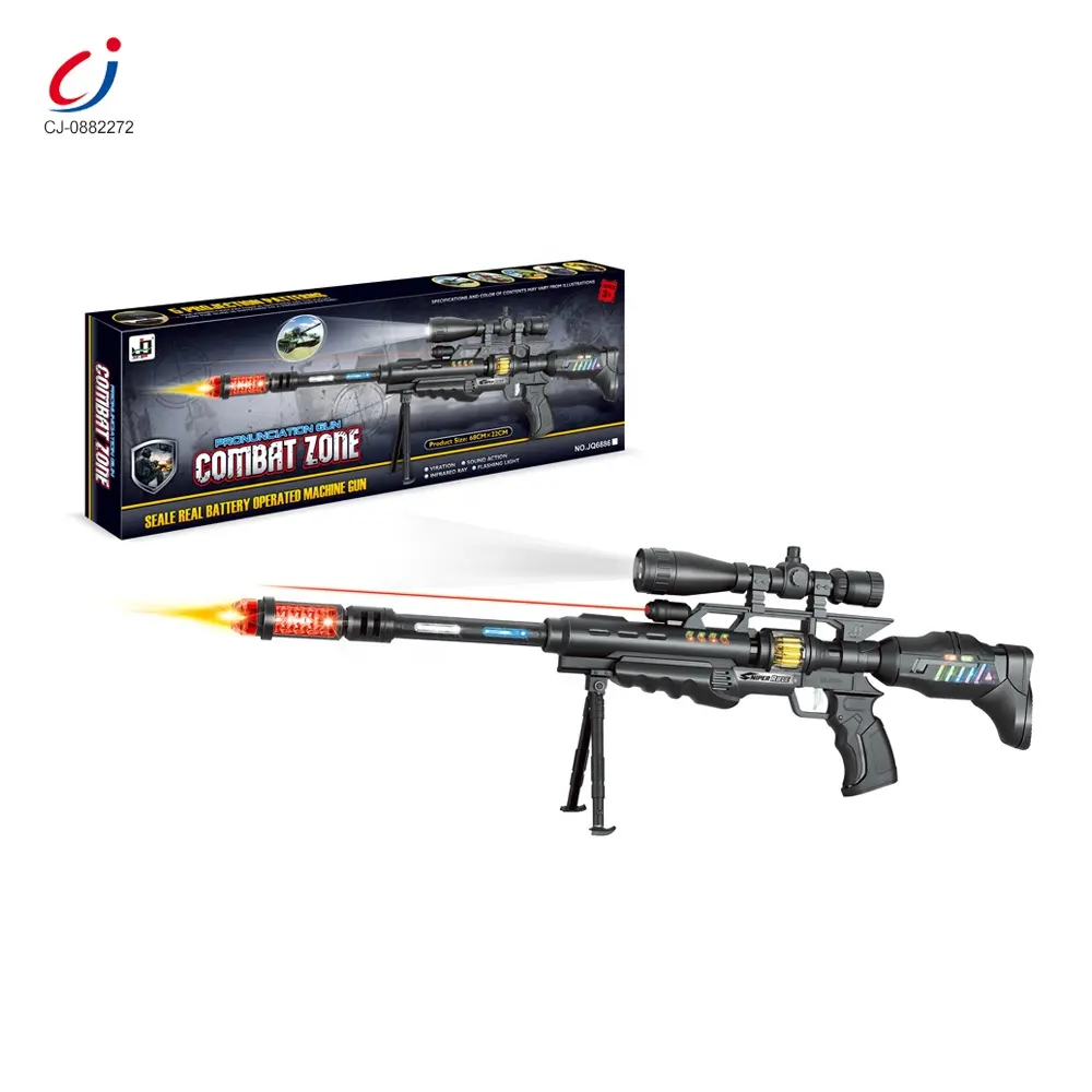 Cheap boys electric flashing light projection infrared plastic sniper rifle toy gun