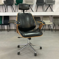 2025 nouvelle chaise de patron de bureau de direction en bois de style moderne avec accoudoir et appui-tête fixes