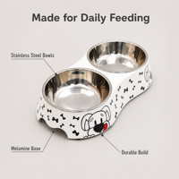 Bol double pour chien et chat en mélamine de qualité alimentaire imprimé sur mesure, en acier inoxydable, avec fond antidérapant