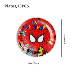 Juego <span class=keywords><strong>de</strong></span> vajilla y decoraciones para fiesta <span class=keywords><strong>de</strong></span> cumpleaños <span class=keywords><strong>de</strong></span> héroe, Bandera <span class=keywords><strong>de</strong></span> estilo <span class=keywords><strong>de</strong></span> dibujos animados, Tarjeta para pastel, traje <span class=keywords><strong>de</strong></span> globo, bandeja <span class=keywords><strong>de</strong></span> papel, suministros <span class=keywords><strong>de</strong></span> decoración para fiestas - Product Image 6