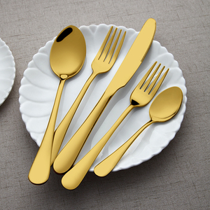 Đám cưới hoàng gia sang trọng mạ vàng thiết lập dao kéo thép không gỉ Dao Kéo Titan Matte Vàng Flatware Set - Product Image 3