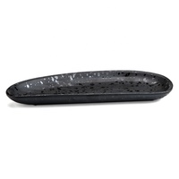 Vaisselle de restaurant incassable Assiette de service à sushi en mélamine irrégulière noire réutilisable de 11.5 pouces