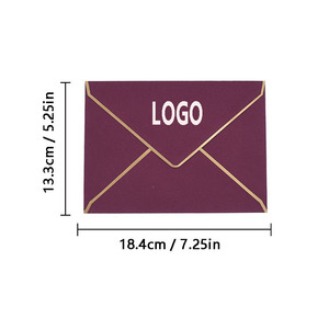 Custom Logo Printing Paper Colorful Gilded Letter Envelopes for Wedding Invitation