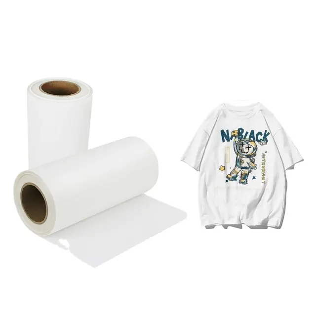 Film PET en rouleau DTF 30/33/60cm * 100m film d'impression par transfert direct T-shirts tissu imprimante DTF film PET à transfert thermique pelage chaud/froid