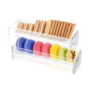 Plateau de service en acrylique transparent 22x7x5 en forme de V, lot de deux, pour desserts, biscuits, macarons, multi-usages, sûr pour les aliments, rangement de bureau - Product Image 1