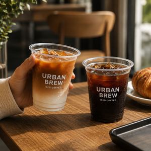 แก้ว PET แบบใช้แล้วทิ้งสำหรับกาแฟเย็น ลาเต้ เครื่องดื่มคาเฟ่ บรรจุภัณฑ์แบบนำกลับบ้าน ขายส่ง รับพิมพ์โลโก้ตามสั่ง - Product Image 5