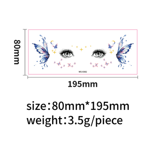 Adesivi per il Viso con Farfalle Glitterate Personalizzati OEM, Tatuaggi Temporanei, Arte per il Viso, Vendita all'Ingrosso di Fabbrica - Product Image 6