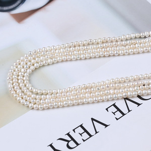 Zhuji Natural Freshwater <b>Pearl</b> 3.5-4mm White Small Punch <b>Loose</b> Semi Finished String DIY Jewelry Accessories Wholesale - Product Image 4