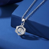 Collier en Moissanite 5mm, Pierre Bleue, Pendentif Géométrique Bouclier Halo CZ pour Femme, Argent Sterling 925, En Stock, Bijoux en Gros
