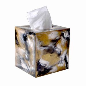 Cubierta de caja de pañuelos de resina de lujo hecha a mano, servilletero de acrílico jaspeado para oficina en casa y regalos - Product Image 5