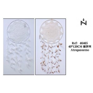 Acchiappasogni 40x120cm con Piume Bianche, Decorazione da Appendere per la Casa - Product Image 1