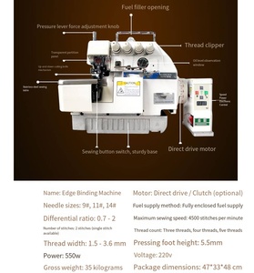 Machine à <span class=keywords><strong>coudre</strong></span> industrielle <span class=keywords><strong>surjeteuse</strong></span> à quatre fils pour vêtements, textiles et cuir - Product Image 6
