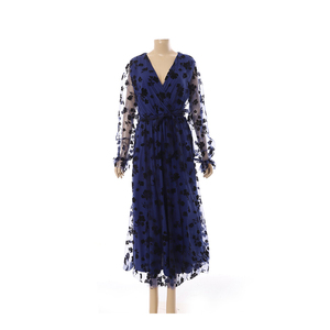 Mùa Hè Đường Phố Phụ Nữ Phụ Nữ Lưới Hoa Dài Ăn Mặc Phụ Nữ Giản Dị Không Xác Định Jacquard Vải Cho Dresses - Product Image 6