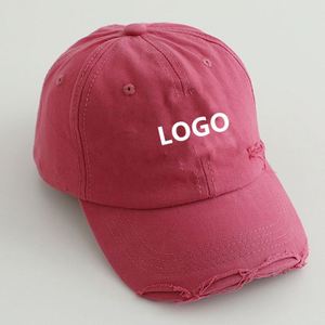 Casquettes de baseball unies délavées pour enfants, avec logo brodé 3D personnalisé, style rétro, en denim vierge, type « Dad Hat » - Product Image 2