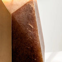 Lampe de table LED sculpturale géométrique en albâtre italien, élégante et luxueuse, en laiton, pour hôtel, villa, maison, luminaire décoratif