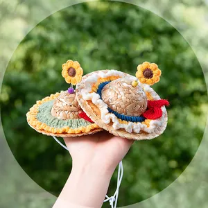 Small Dogs Puppy Cat Birthday Party Fresh Romantic Sombrero Hat Accessories Party Gift Toy Pet Mini Straw Hat