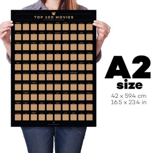 Affiche à gratter Top 100 Films, autocollant mural réutilisable DIY pour décoration intérieure, design minimaliste en papier rectangulaire - Product Image 5