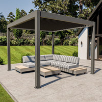 Pergola bioclimatique motorisée à toit rétractable en aluminium pour jardin extérieur, avec éclairage LED et couverture télescopique automatisée pour balcon
