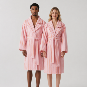 Luxury Cotton Terry Striped Bathrobe <strong>Thick</strong> Soft Spa Robe for Hotel Men Women Highly Absorbent Pink <strong>Dressing</strong> <strong>Gown</strong> - Product Image 4