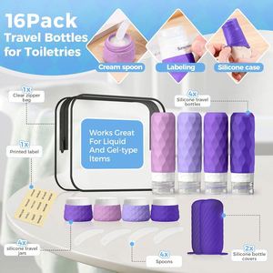 Kit de voyage personnalisable avec logo, flacons rechargeables approuvés, étanches, portables et durables, et pot de 30 ml avec étui pour articles de toilette - Product Image 4
