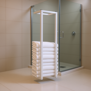 Toallero Eléctrico de Acero Inoxidable Blanco, 9.8x7.9x37.4 Pulgadas, Independiente, Solución Minimalista de Almacenamiento para Baño - Product Image 2