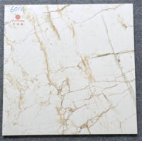 Carrelage en Céramique Aspect Marbre Émaillé 60x60cm Veines Dorées Marbre Blanc pour Sol et Mur Intérieur Maison Meilleur Prix
