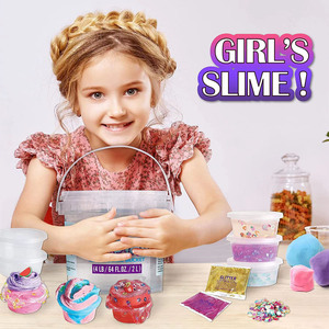 Huge Glassy Clear Slime Bucket Toy for Kids, Premade Big Crystal Slime Pack Gift With 29 Sets Add-ins Jumbo Slime <b>Kit</b> for Party - Product Image 3