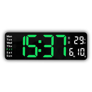 Reloj de Pared Digital de Cuarzo Geométrico Moderno de Plástico al por Mayor con Pantalla de Temperatura, Fecha, Semana, Calendarios, Control Remoto y Memoria de Energía - Product Image 6