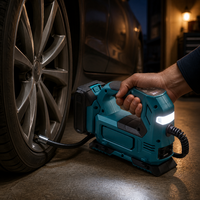Gonfleur de pneus sans fil, pompe à air numérique LCD pour voiture, moto, vélo, lampe de travail LED portable, alimenté par batterie