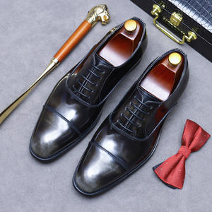 Zapatos Oxford de Cuero Genuino para Hombre, Estilo Italiano, de Lujo, Formales, para Oficina, con Cordones, Hechos a Mano, Antideslizantes - Product Image 1