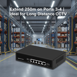 Commutateur PoE Gigabit <span class=keywords><strong>4</strong></span> ports avec 1 emplacement SFP et 1 port de liaison montante RJ45 pour la connexion d'équipements réseau filaires - Product Image 6