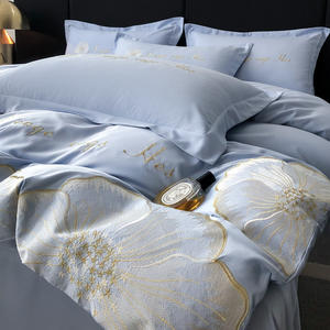 Ensemble de <span class=keywords><strong>couette</strong></span> d'été en <span class=keywords><strong>soie</strong></span> glacée lisse de style européen 4 pièces literie imprimée respectueuse de la peau couverture de <span class=keywords><strong>couette</strong></span> remplie de coton drap de lit cadeau - Product Image 2